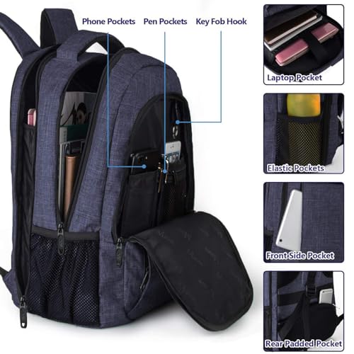 Detalle de MATEIN Mochila Portátil 17 Pulgadas – Antirrobo, Impermeable y Gran Capacidad para Trabajo, Viajes y Uso Diario