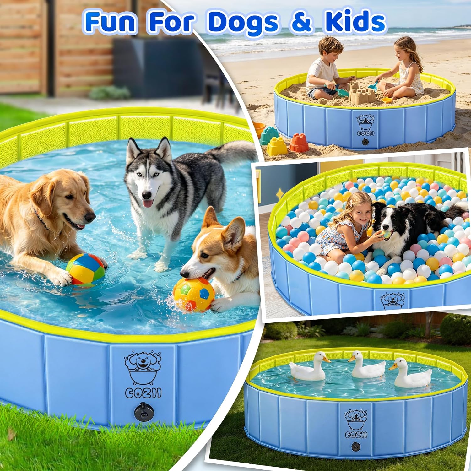 Thumbnail 6 de COZII Hundepool faltbar 120 x 30 cm – Planschbecken für Hunde und Kinder, rutschfestes PVC mit Zubehör