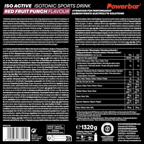 Detalle de Powerbar Isoactive Red Fruit 1320 g – Isotonisches Sportgetränk mit 5 Elektrolyten