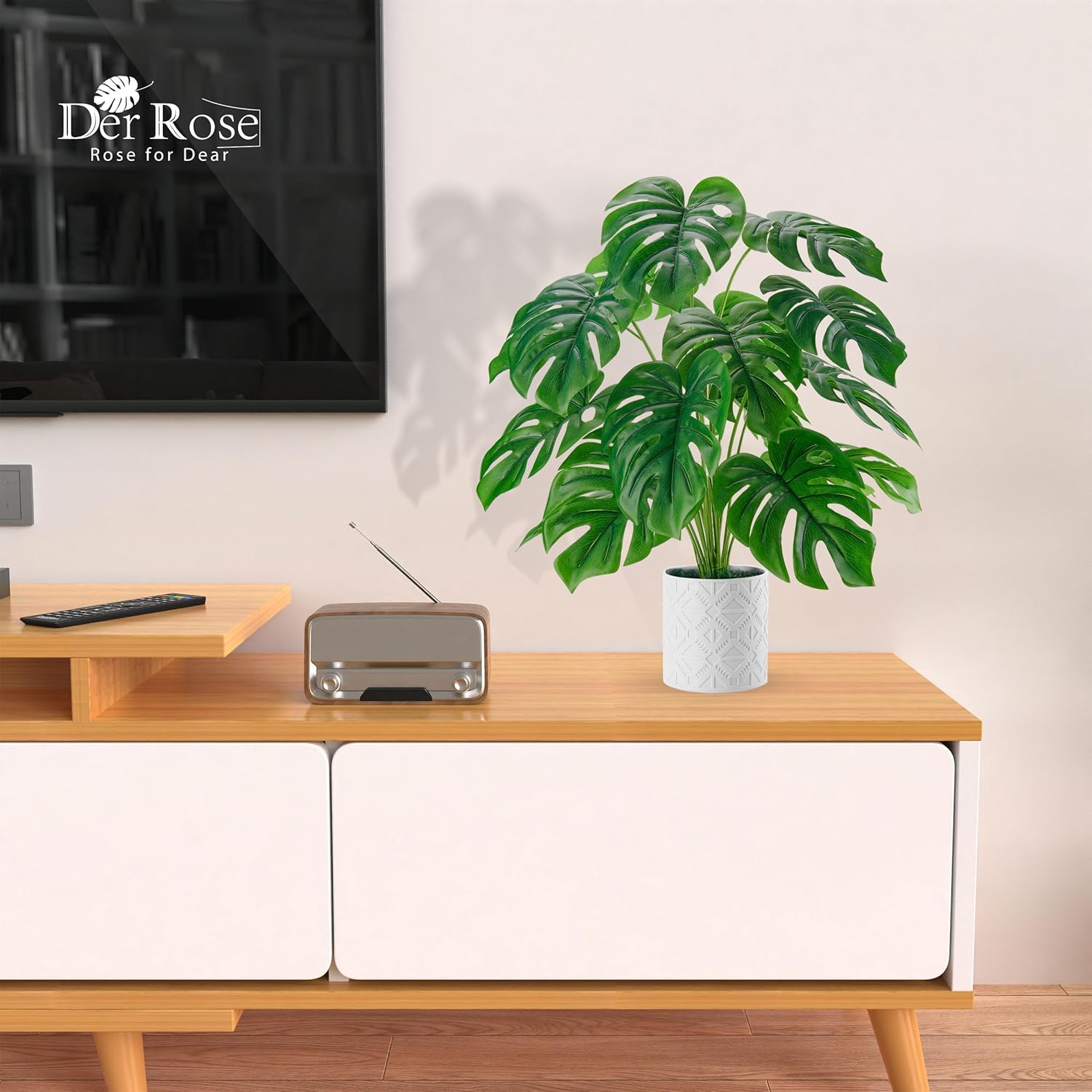 Detalle 2 de Der Rose Plantes Artificielles Intérieur Monstera en Pot – 71 cm × 56 cm, Décoration Durable et Facile d’Entretien