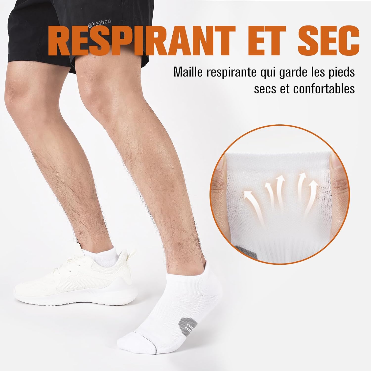 Thumbnail 4 de Niorasen Calzini sportivi unisex corti traspiranti in cotone (6 paia) bianco e nero