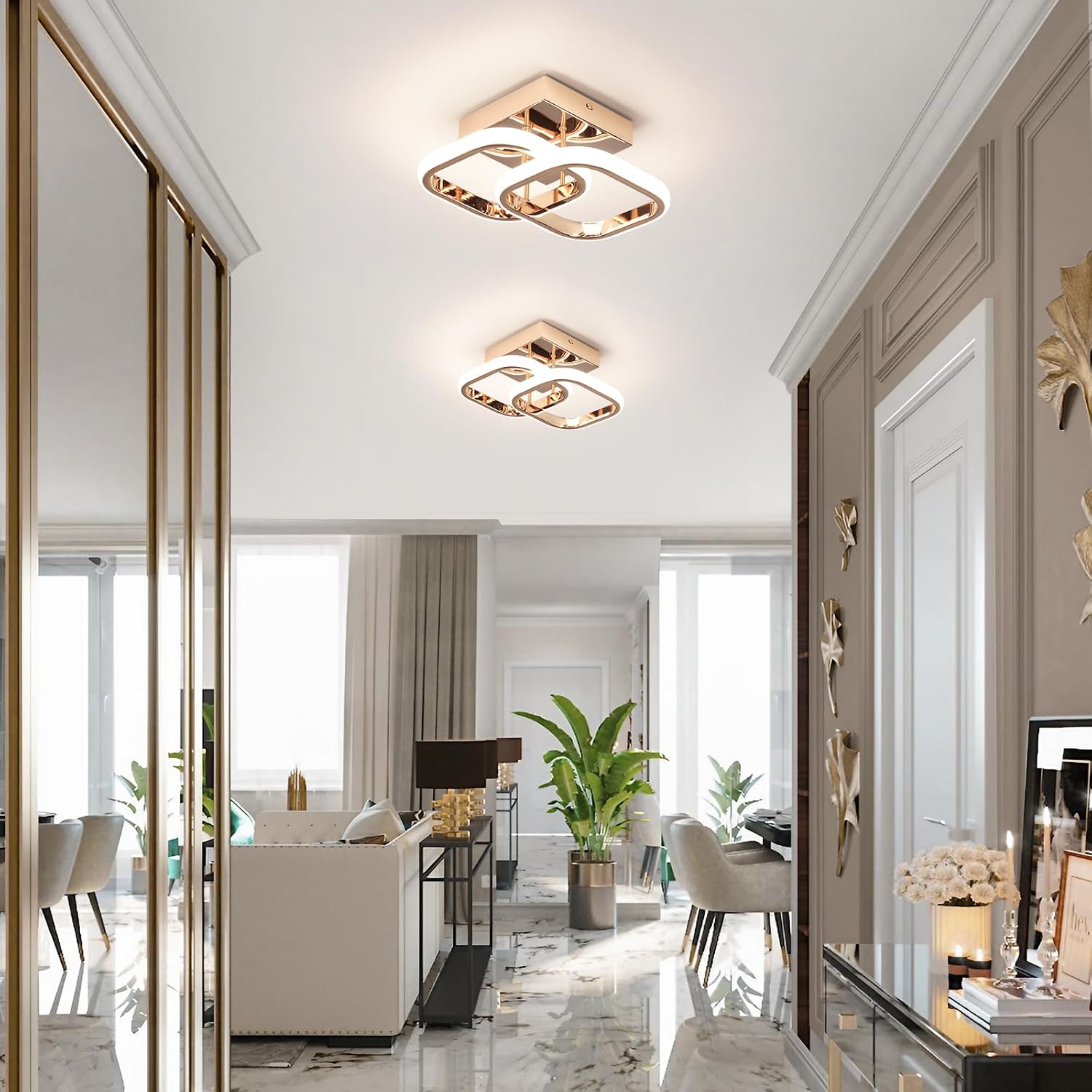 Thumbnail 3 de EIDISUNY 22W LED Square Ceiling Light (Rose Gold) – 4500K Natural White