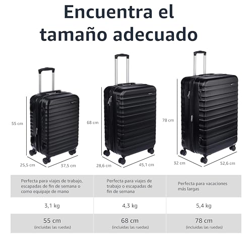Detalle de Amazon Basics Maleta Rígida Mediana Extensible (68 × 45,1 × 28,6 cm) con 4 Ruedas – Negro
