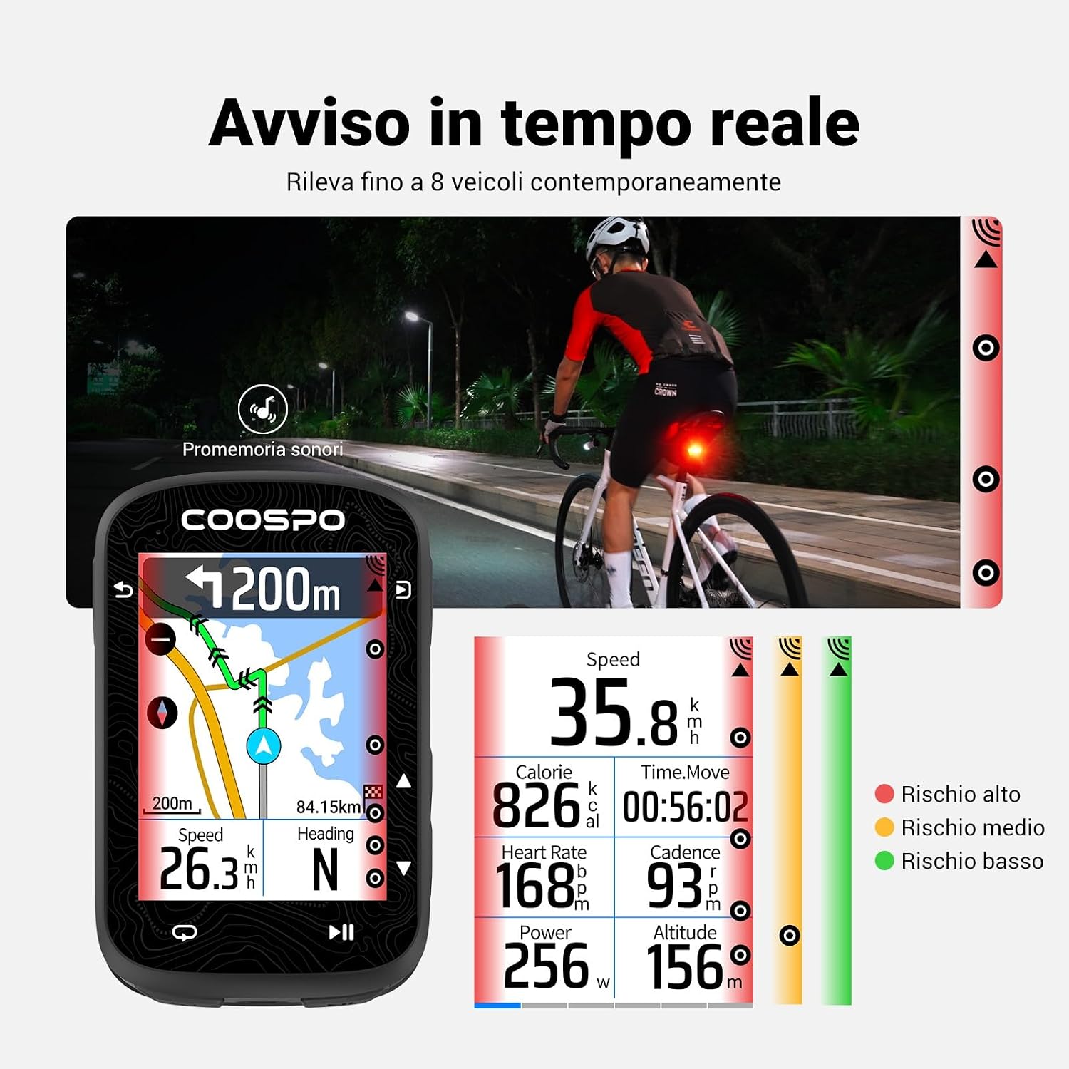 Thumbnail 4 de COOSPO TR70 Luce Posteriore Radar 140m