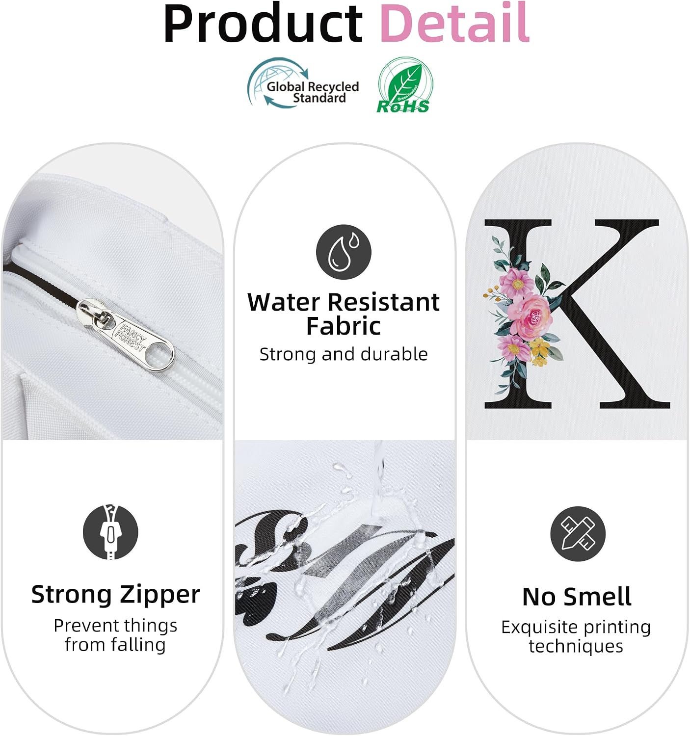 Thumbnail 2 de KALIDI Damen-Handtasche mit A‑Z Reißverschluss & breitem Schultergurt – personalisierte Initialen für Alltag, Reise und Schule