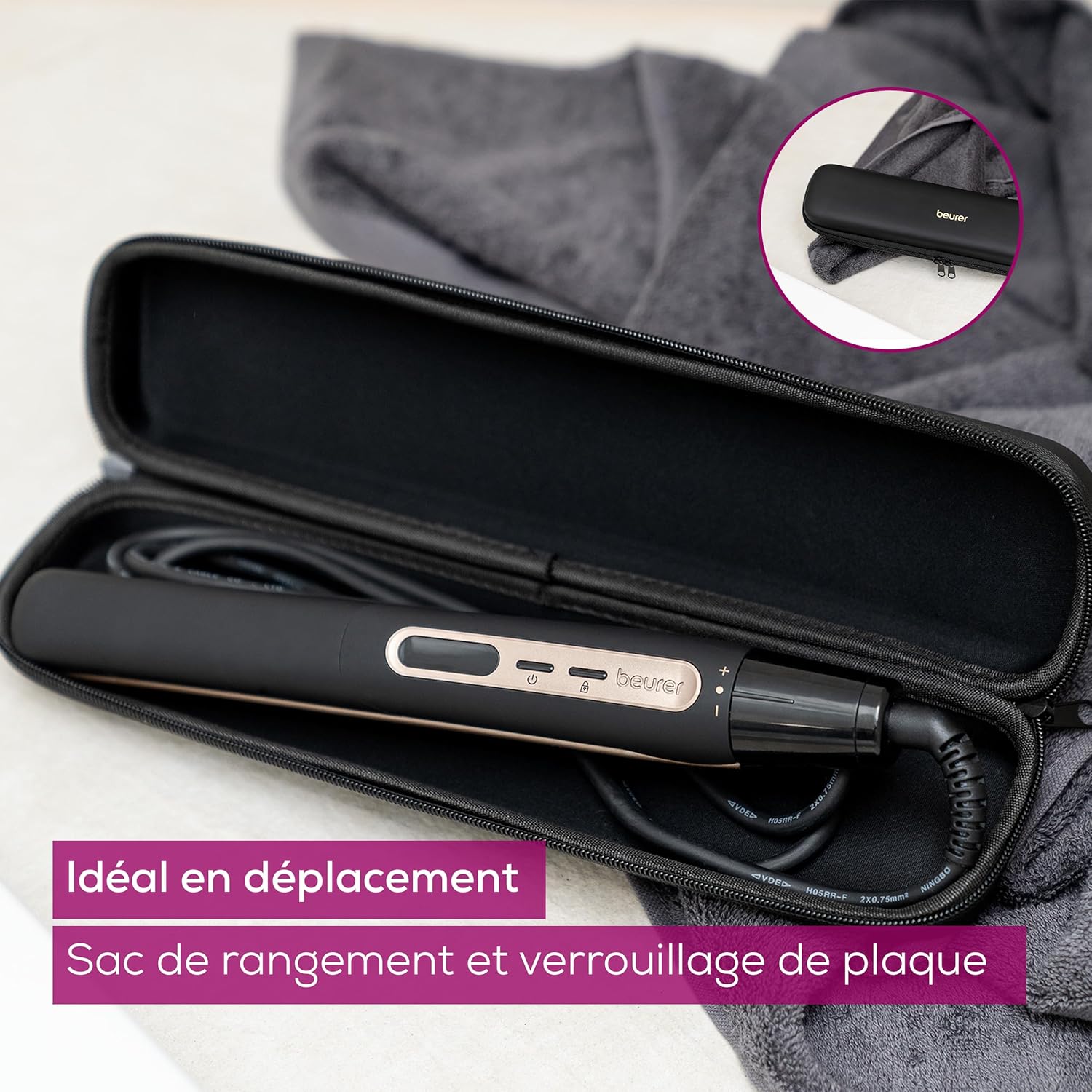 Thumbnail 4 de Beurer HS 100 Lisseur à chauffage rapide (prêt en 12 secondes) avec revêtement céramique et fonction ionique