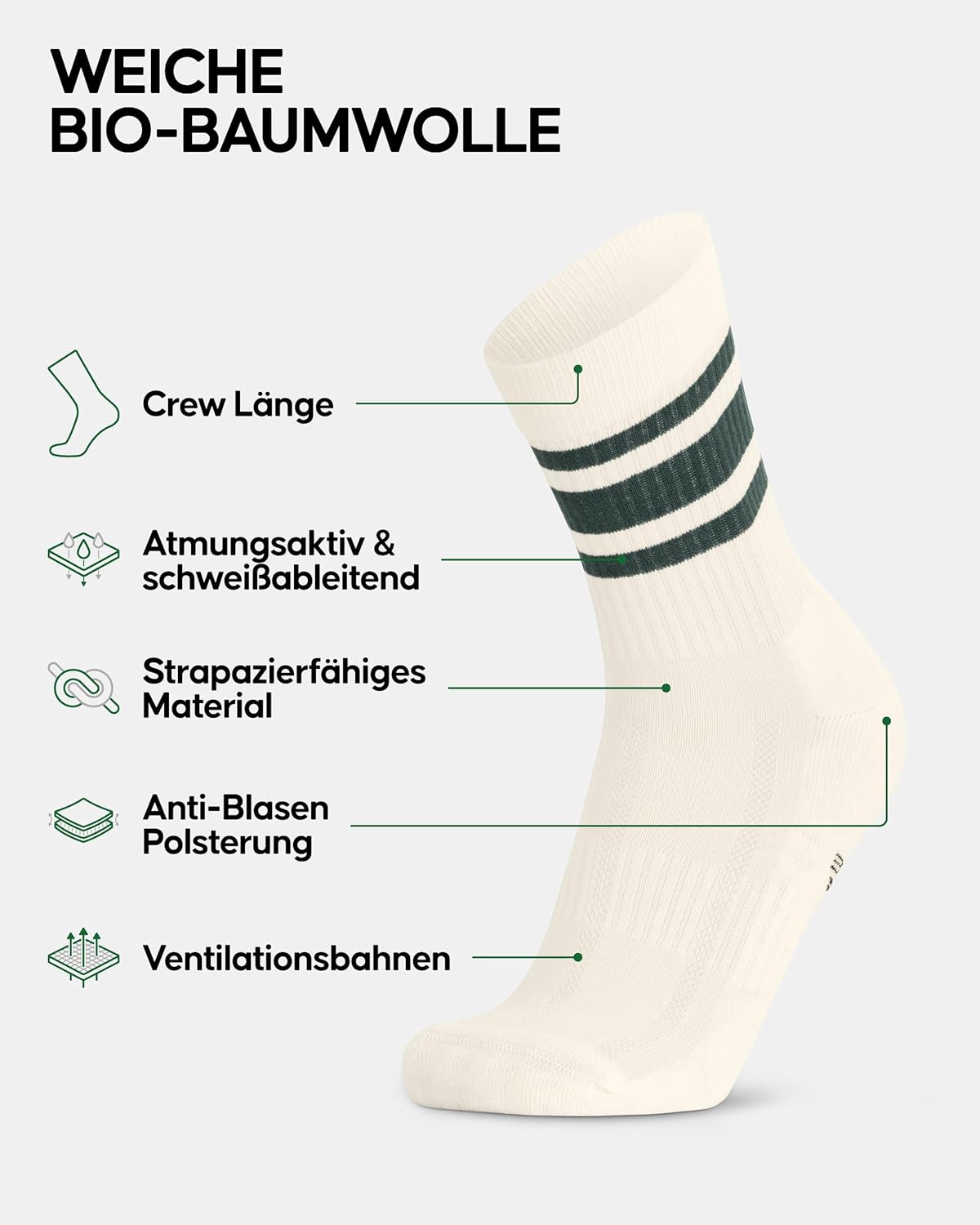 Thumbnail 1 de DANISH ENDURANCE Bio-Baumwolle Tennissocken (Sneaker Socken) – Herren & Damen, 3 oder 6 Paar