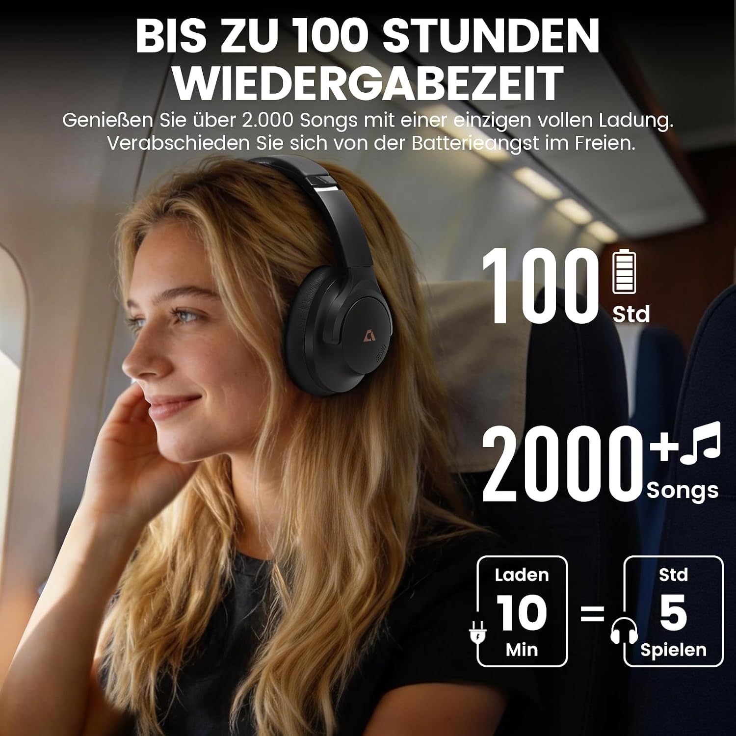 Detalle de 1Mii Y8+ Hybrid ANC Over‑Ear Kopfhörer – LDAC, 100 Std. Akku, App‑EQ, Bluetooth 6.0, faltbar