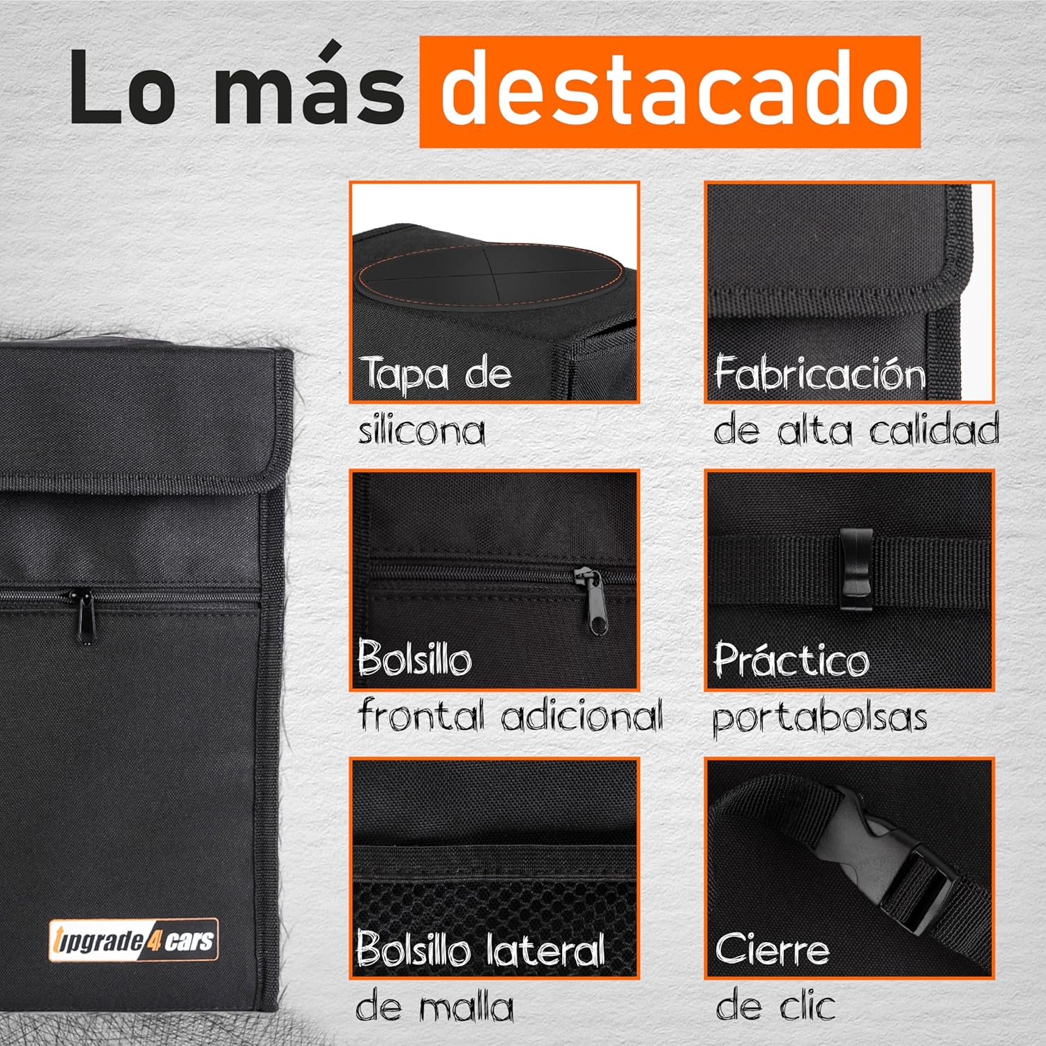 Detalle 1 de Upgrade4cars Cubo de basura para coche