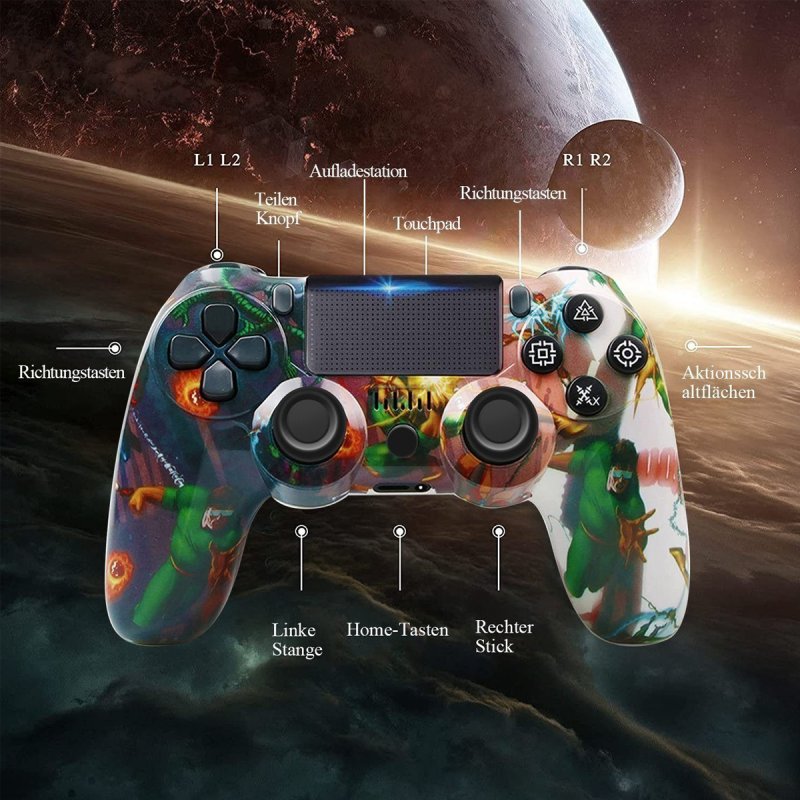 Detalle de Kinsi P4YXSB Gamepad para PS4 Hulk: mando inalámbrico con vibración y batería de 600 mAh