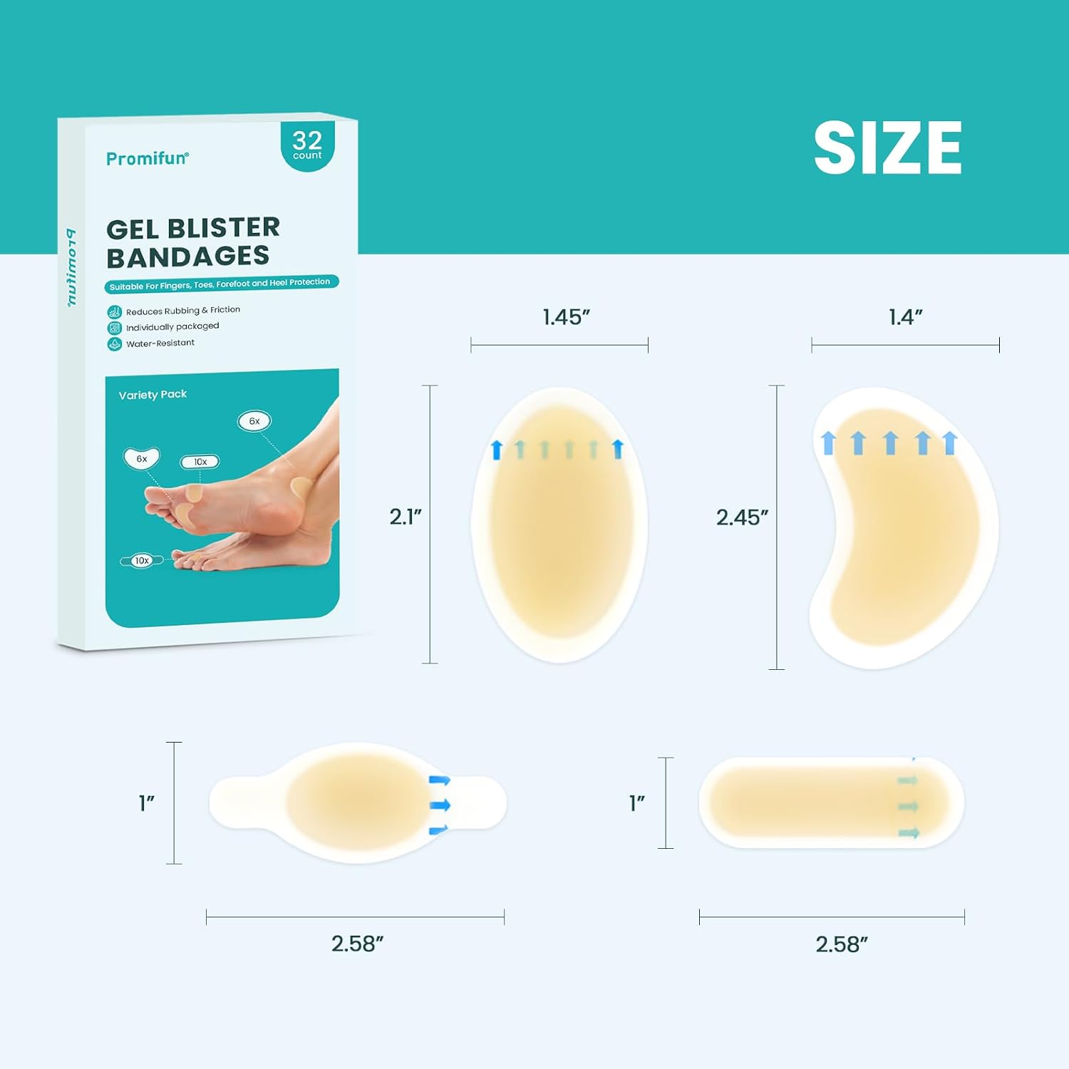 Thumbnail 3 de Promifun Hydrocolloid Gel Blister Bandages 32ct