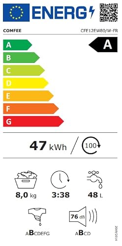 Thumbnail 10 de COMFEE Lave-Linge 8 KG CFE12EW80/W-FR : performance silencieuse et efficacité énergétique pour petits espaces