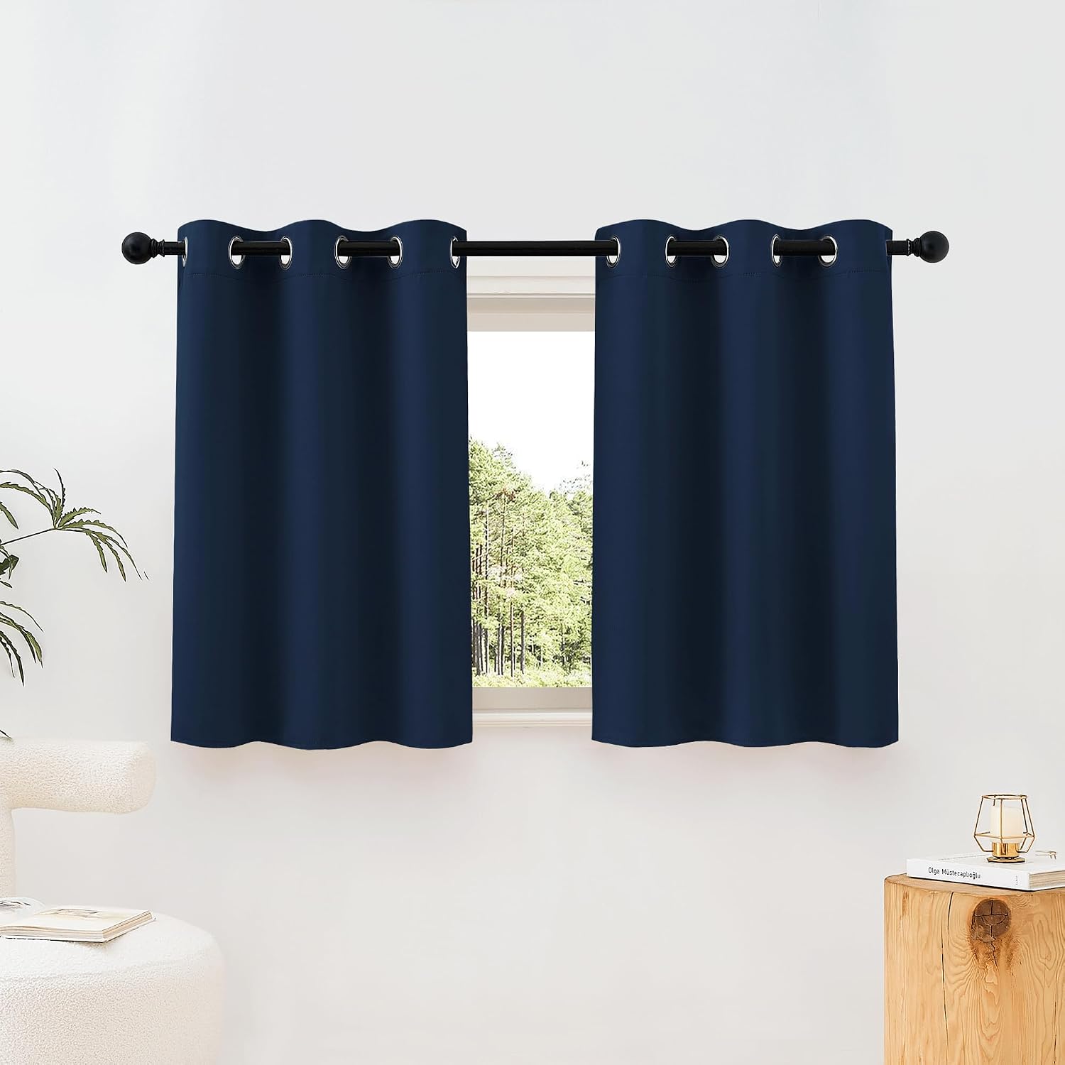 Detalle de NICETOWN 37x36 Navy Grommet Blackout Curtains