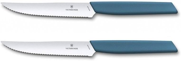 Detalle 2 de Victorinox Swiss Modern — Set de couteaux à steak professionnels, 2 pièces, 12 cm, lame ondulée