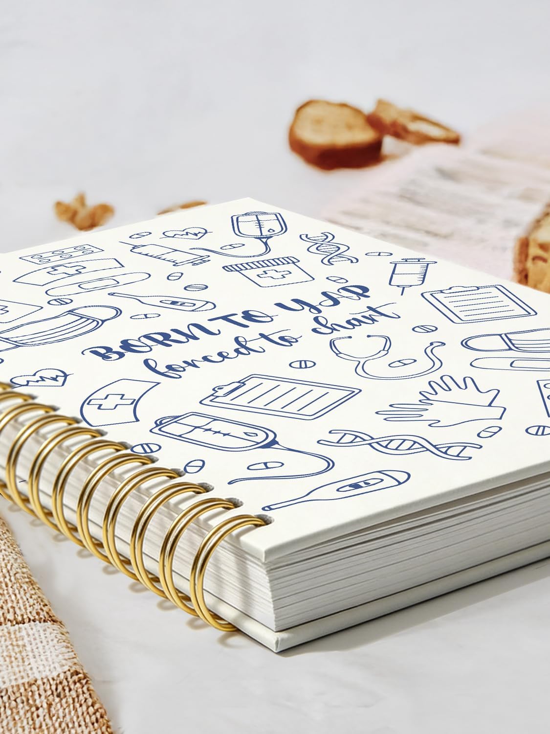 Detalle de ISANOU Born to Yap Forced to Chart Nurse Notebook, 5.5 x 8.3-Inch Hardcover Spiral, 160 Pages