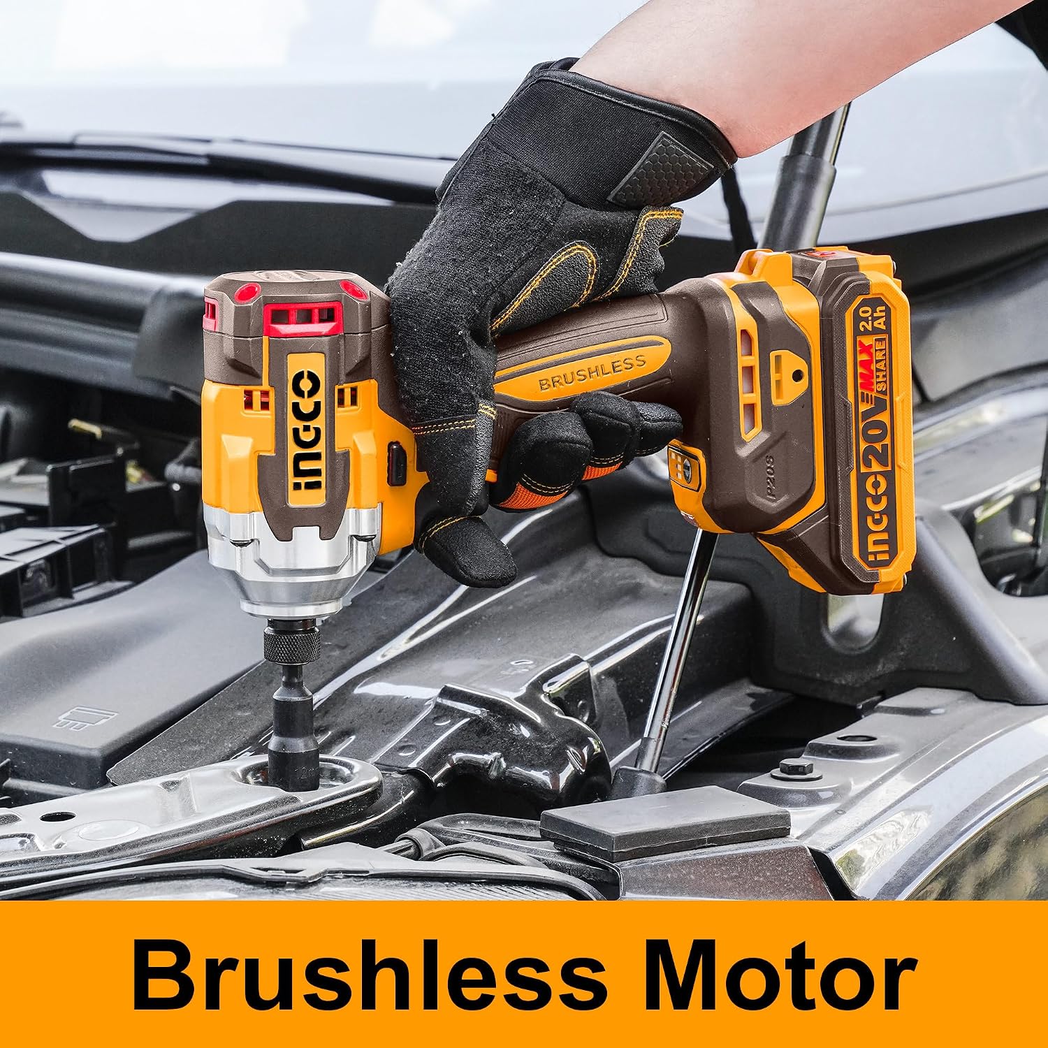 Thumbnail 3 de INGCO 20V Cordless Impact Driver 285NM with Brushless Motor – 3-Speed, LED Light, 2 x 2.0Ah Batteries, Charger & Case