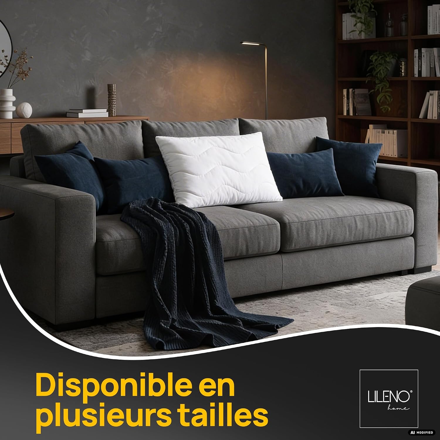 Detalle 1 de LILENO HOME hoofdkussen 50 x 30 cm, polyester vulling en verstelbare ritssluiting