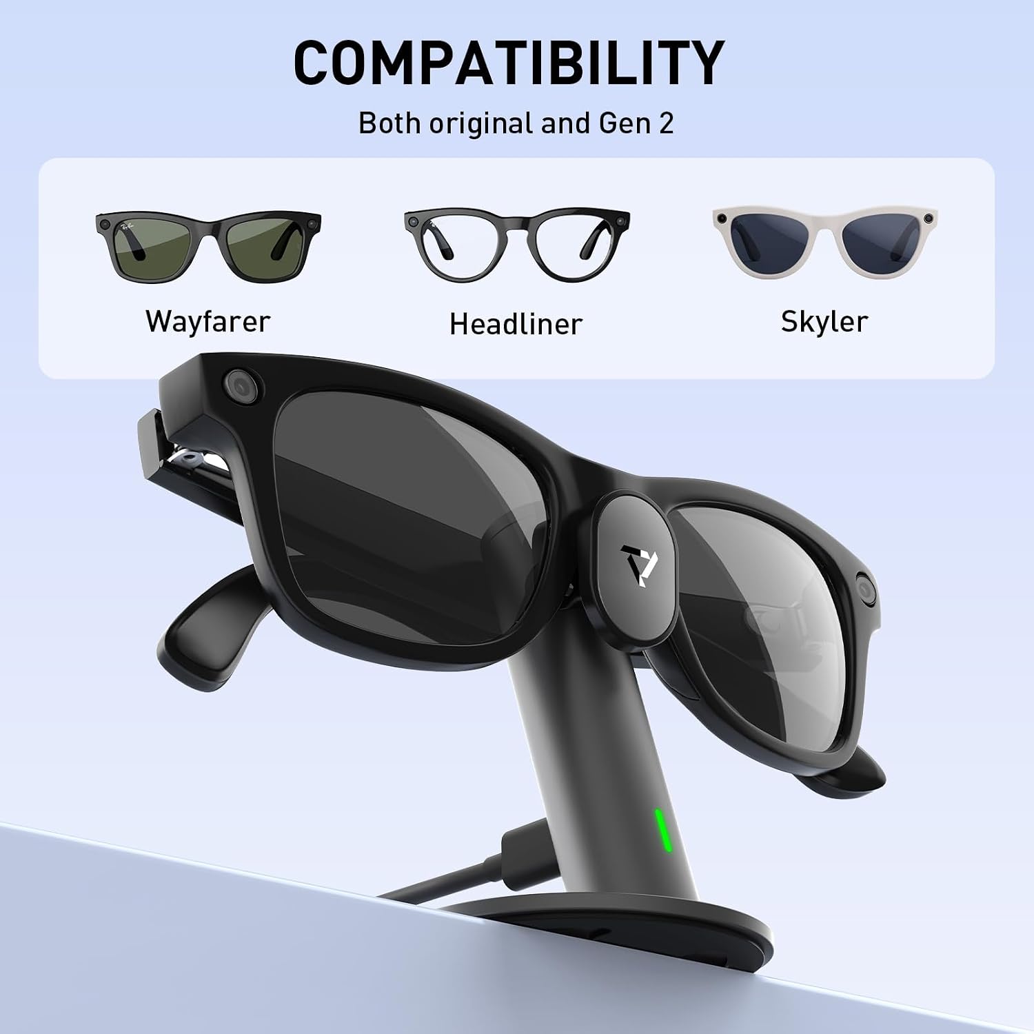 Detalle 2 de Station de Charge Carina S1 — Charge ultra-rapide pour Ray‑Ban Meta Lunettes Intelligentes (Gen 1 & 2)