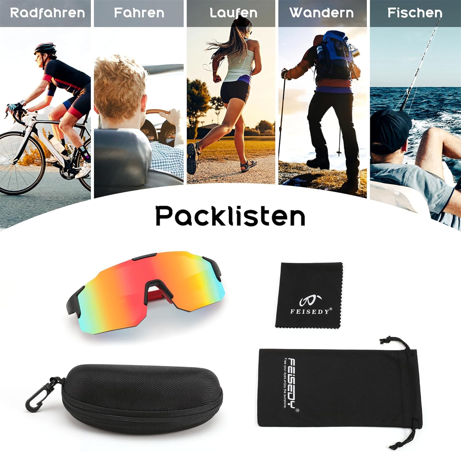 Thumbnail 6 de FEISEDY Sport Sonnenbrille für Herren & Damen (Radbrille) mit UV400 – B2388