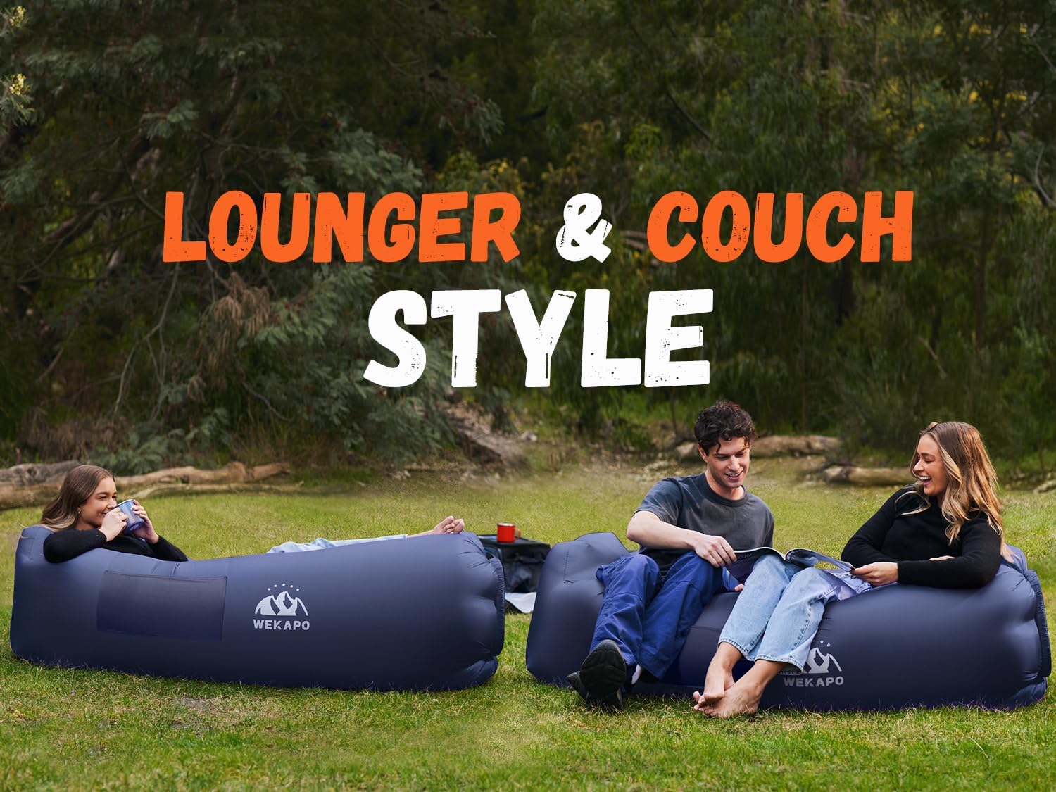 Thumbnail 6 de WEKAPO Inflatable Couch Air Lounger Chair — Portable Blow-Up Sofa for Camping, Beach, Lawn & Outdoor Events
