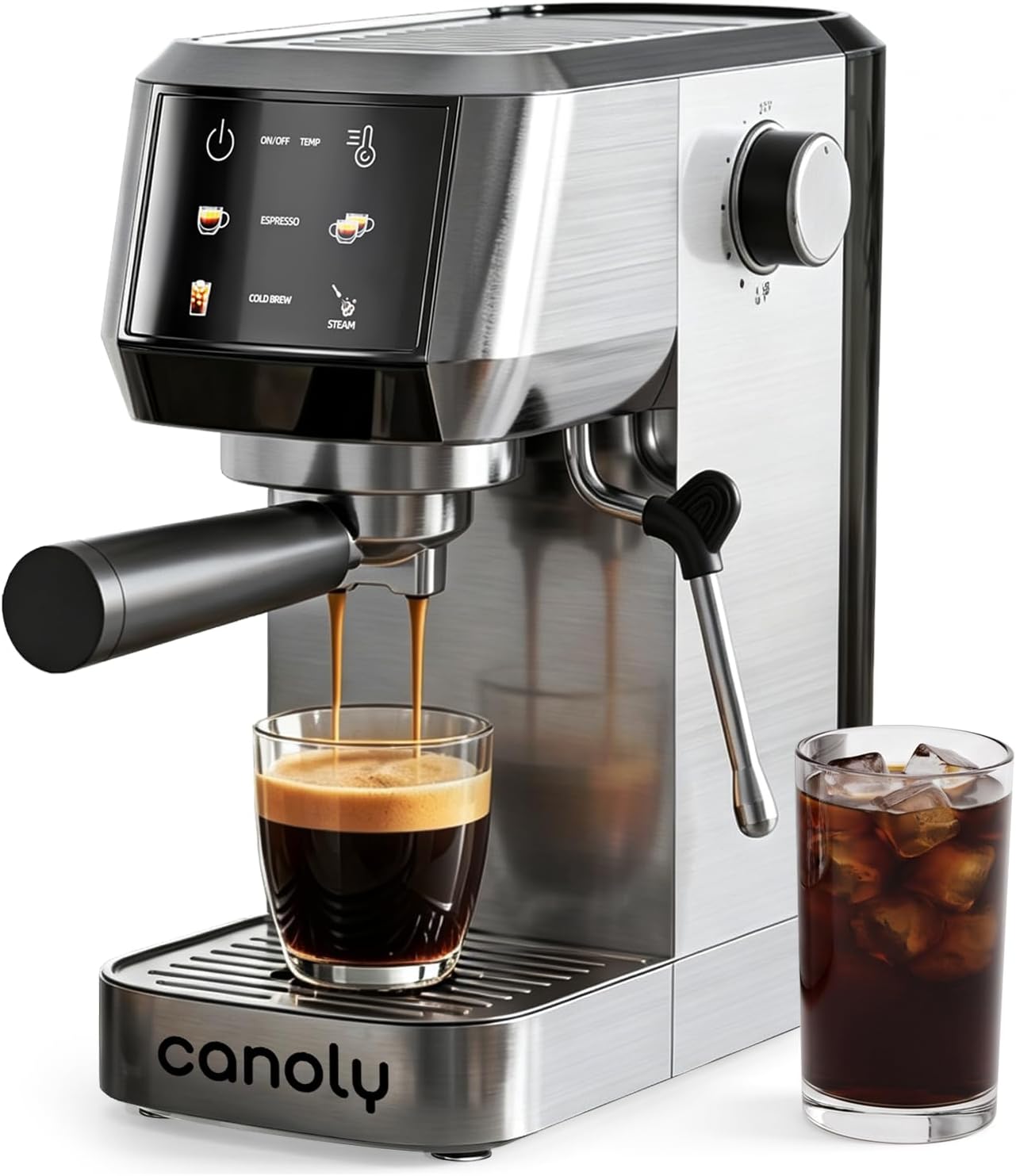 Detalle de Canoly 2-in-1 Espresso Machine with Cold Brew, 20-Bar Pump and Steam Wand