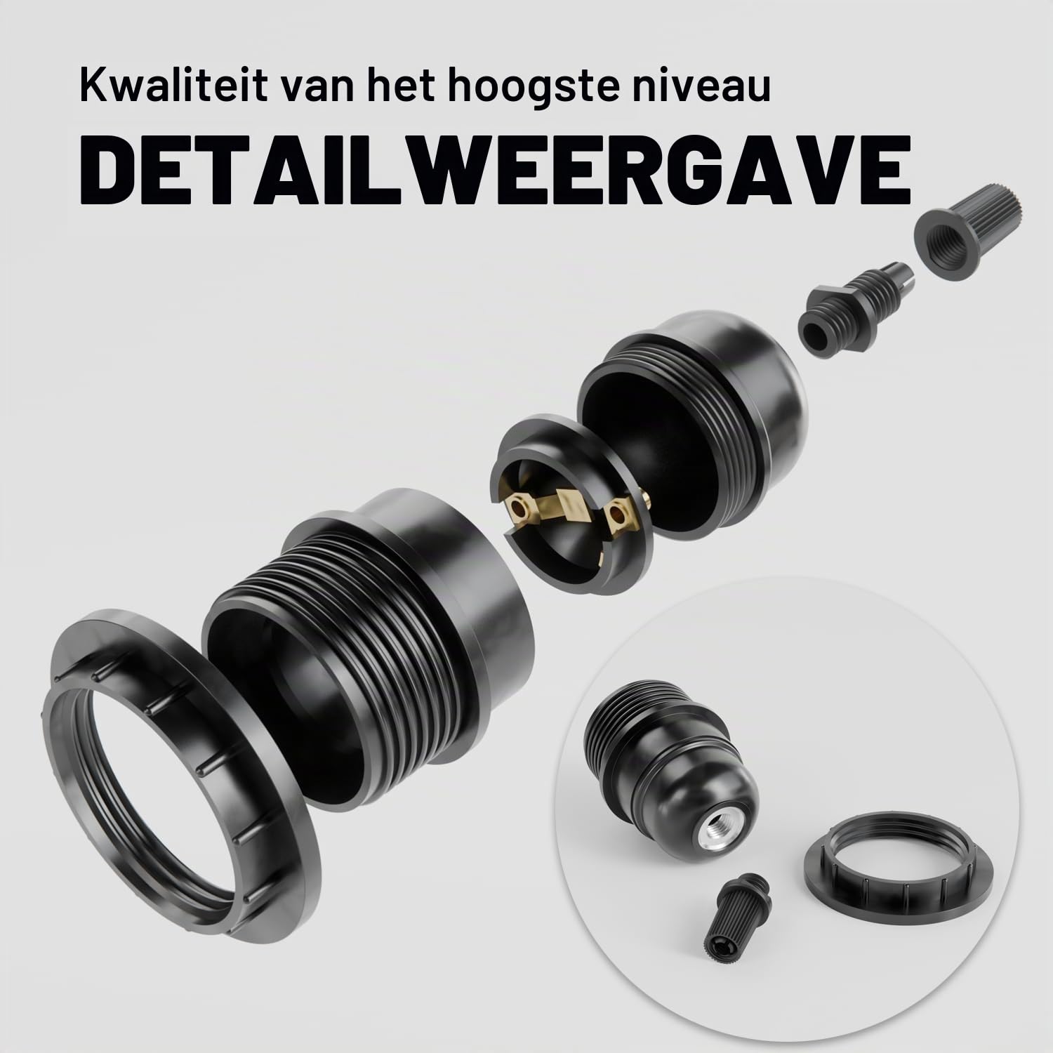 Detalle 1 de greate 505004-4 E27-lampfittingen van kunststof, zwart, set van 12