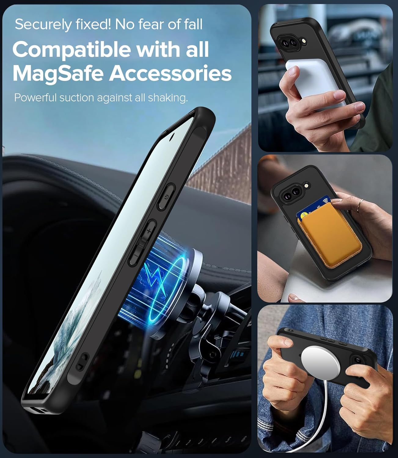 Thumbnail 3 de ivoler 3‑in‑1 Magnetic Case for Google Pixel 9a with 2 Pack Screen Protectors (Military‑Grade, Shockproof, Translucent‑Black)