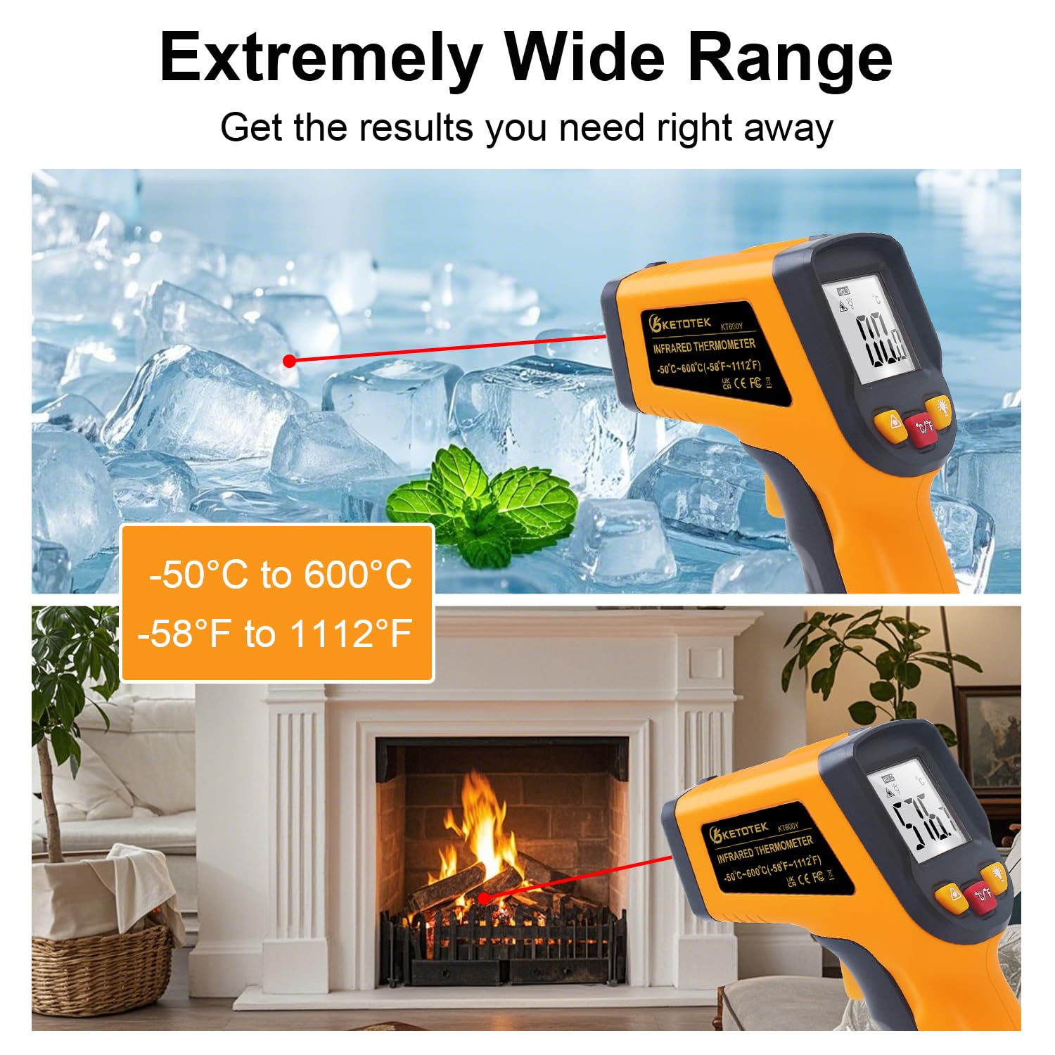 Thumbnail 3 de KETOTEK Termometro a infrarossi senza contatto 600°C 🌡