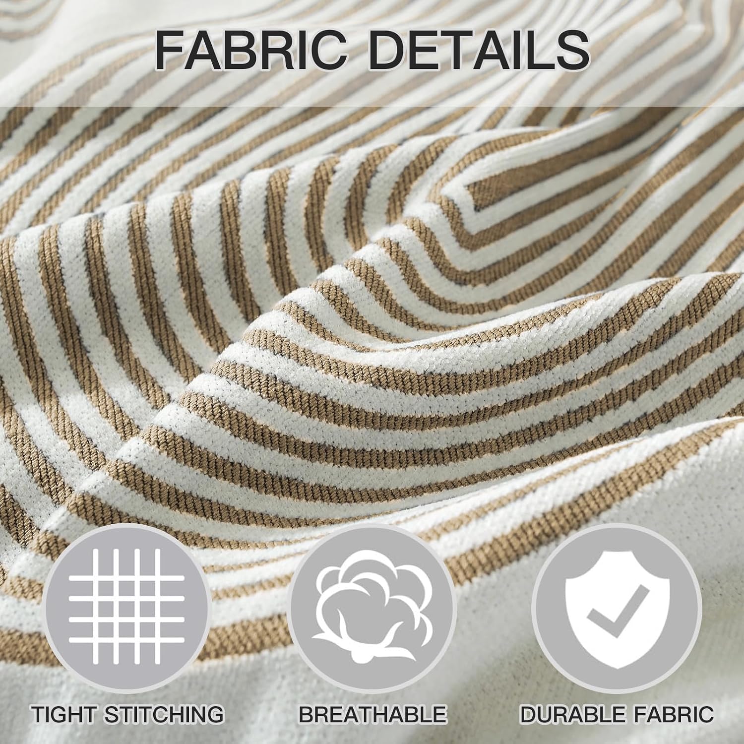 Detalle de YSTELLAA Housse de canapé 4 places 180×380 cm – protection, tissu 100% polyester, kaki-arc