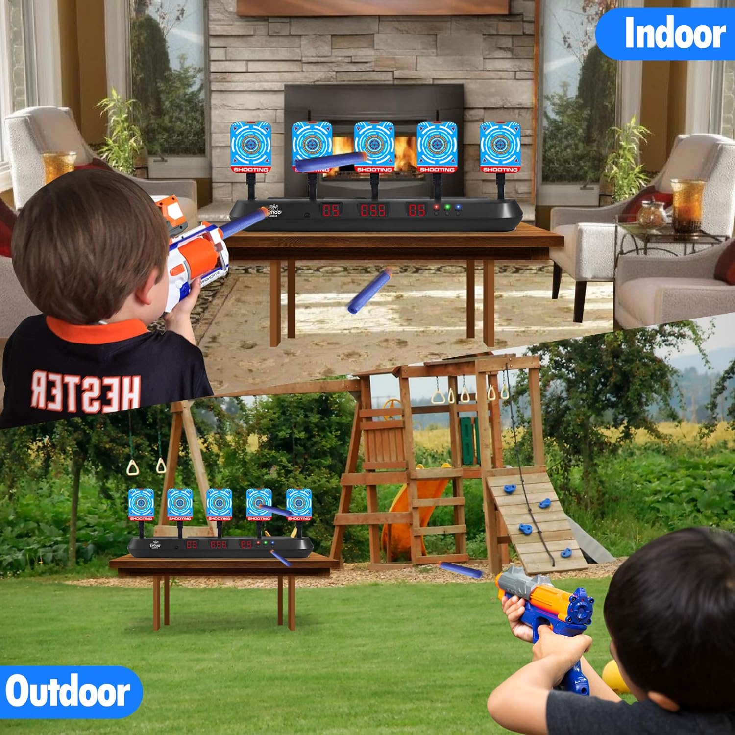 Detalle 2 de Lehoo Castle Electronic Nerf Target: 5-Target Digital Scoring Arena for Nerf Blasters