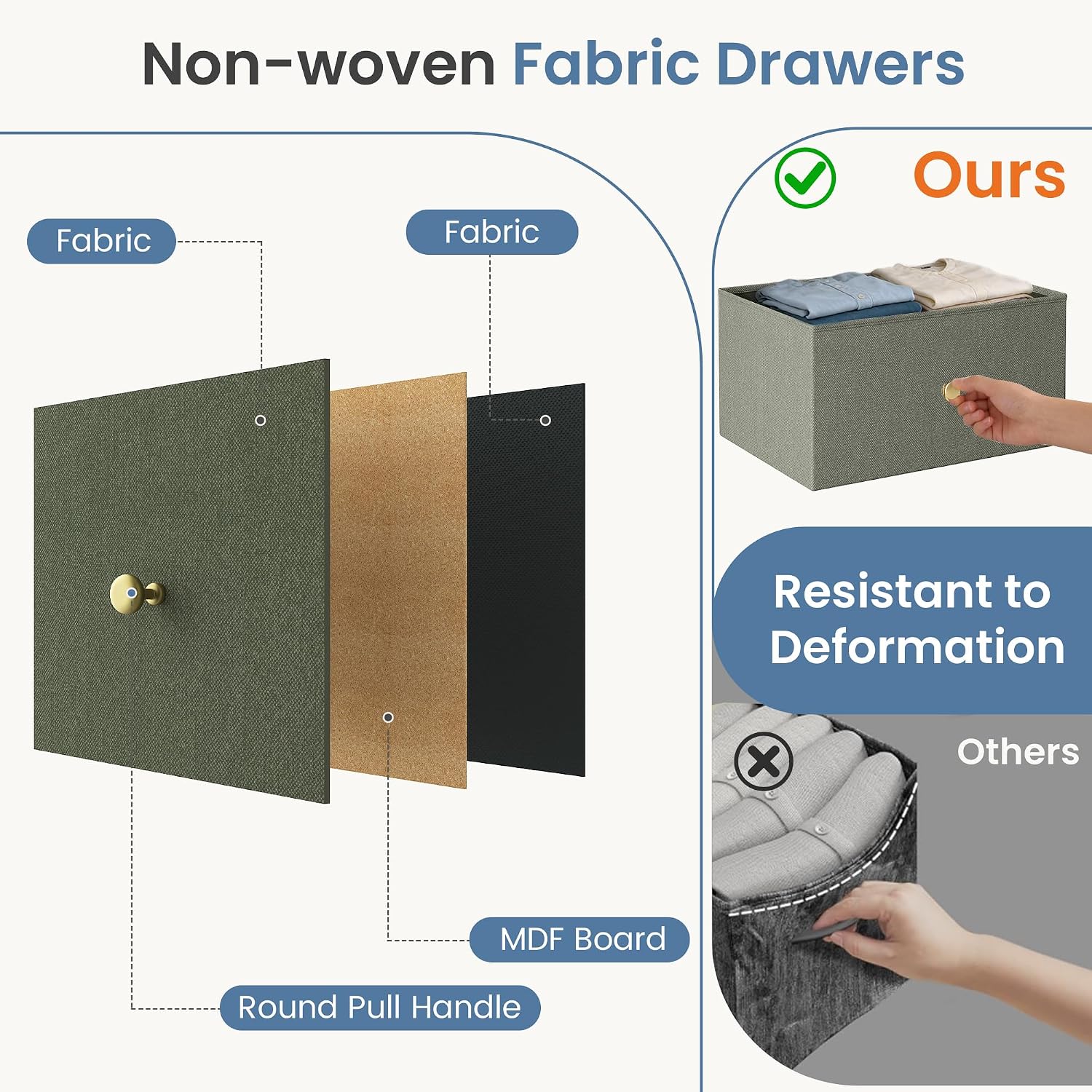 Detalle 1 de DUMOS Nightstand with 4 Fabric Drawers