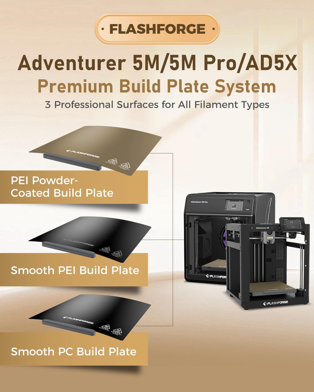 Thumbnail 1 de FLASHFORGE Adventurer 5M/5M Pro/AD5X用 磁気フレキシブルビルドプレート、PEI・PC表面