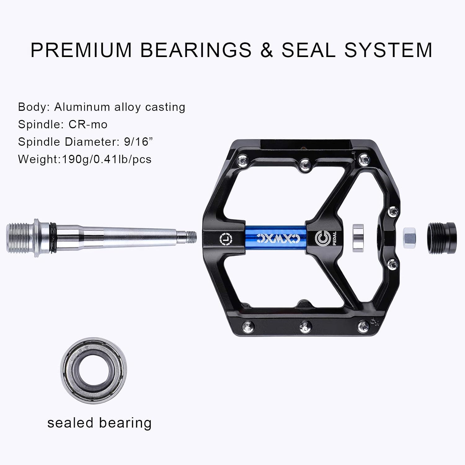 Detalle de CXWXC Road/MTB Bike Pedals – Aluminum Alloy, Removable Anti-Skid Nails