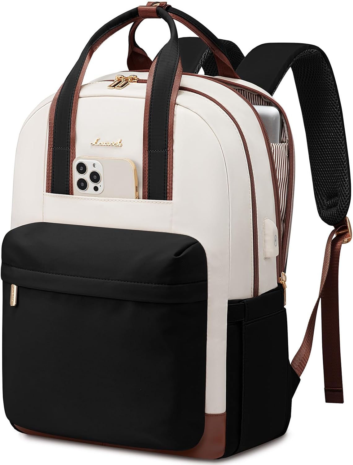Detalle de LOVEVOOK Rucksack Damen Groß – 17,3 Zoll Laptop Tasche mit USB-Anschluss, Anti-Diebstahl & wasserdicht