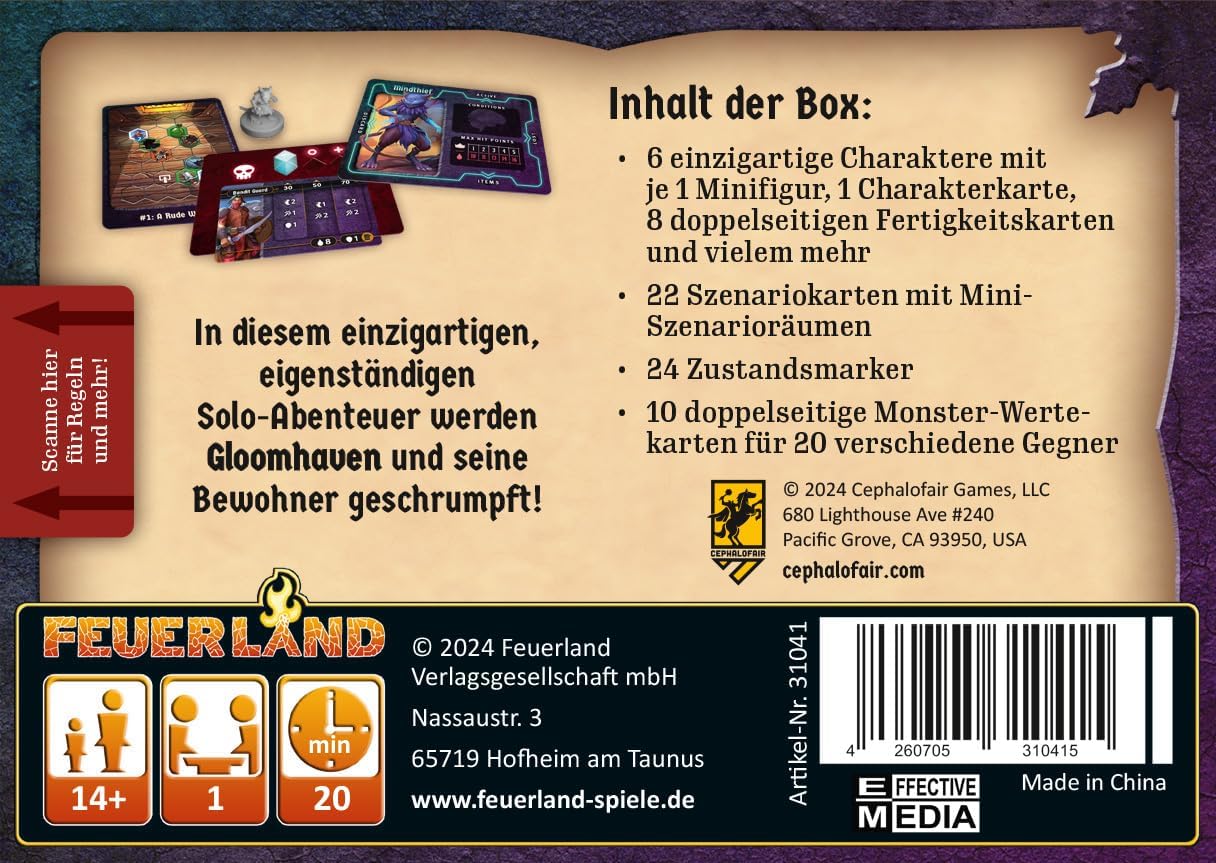 Detalle 1 de Feuerland Spiele Gloomhaven Buttons & Crawlers Solo Campaign Game in a Compact Box