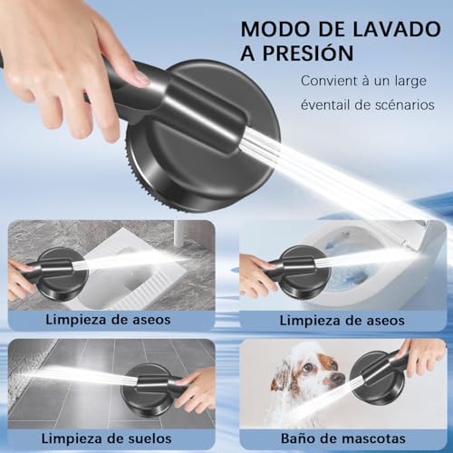 Thumbnail 4 de Pommeau de douche anti calcaire Arbudspro – Haute Pression avec 3 filtres, tuyau 1,5 m et support, Gris