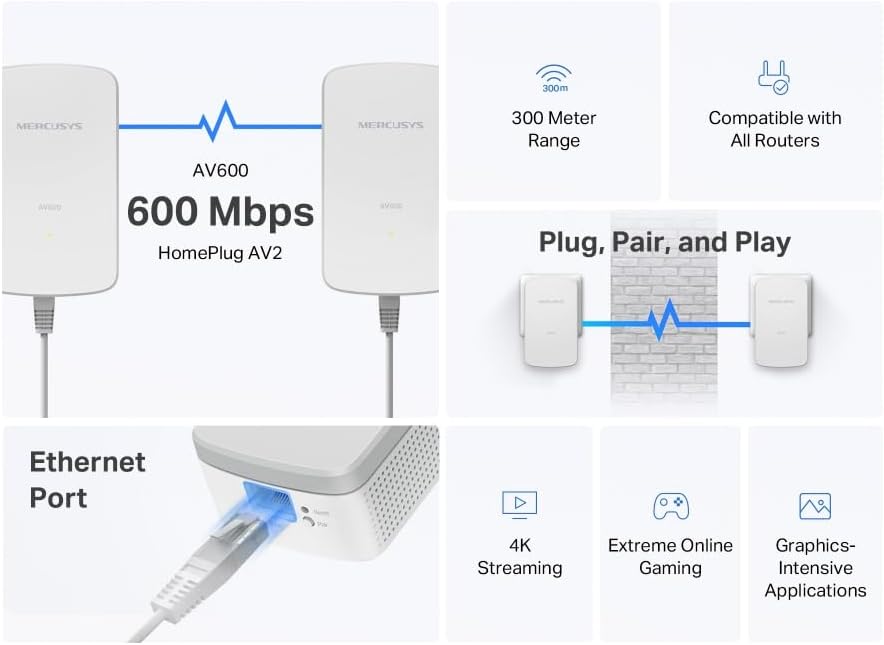Detalle 2 de Mercusys MP300 KIT CPL AV600 600 Mbps