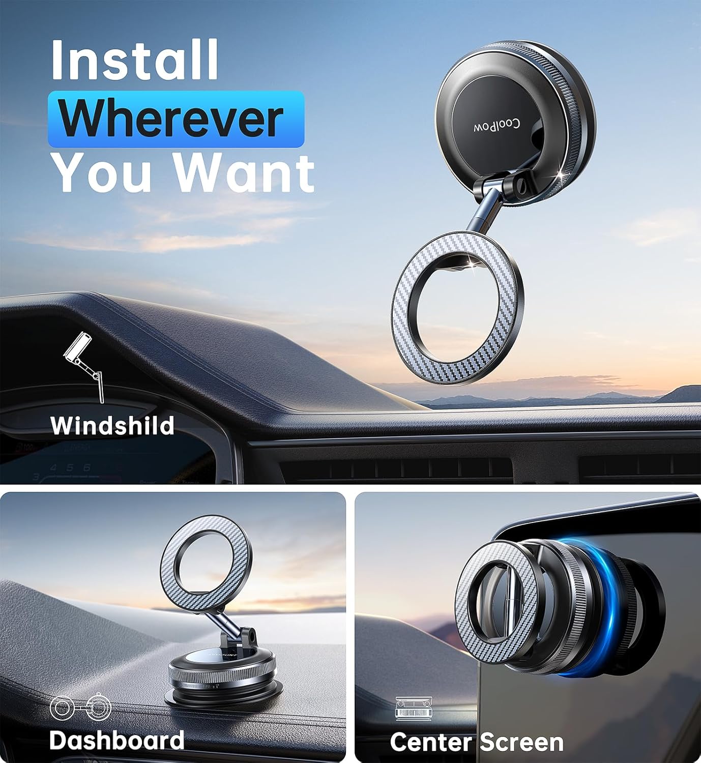 Thumbnail 1 de Coolpow Upgraded Vacuum Car Phone Holder 2800gf