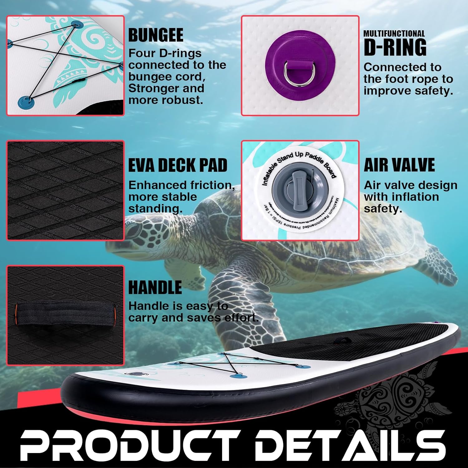 Thumbnail 2 de FunWater Inflatable Stand Up Paddle Board (11'6"/11'/10'6") with Anti-Slip EVA Deck & SUP Paddle Accessories