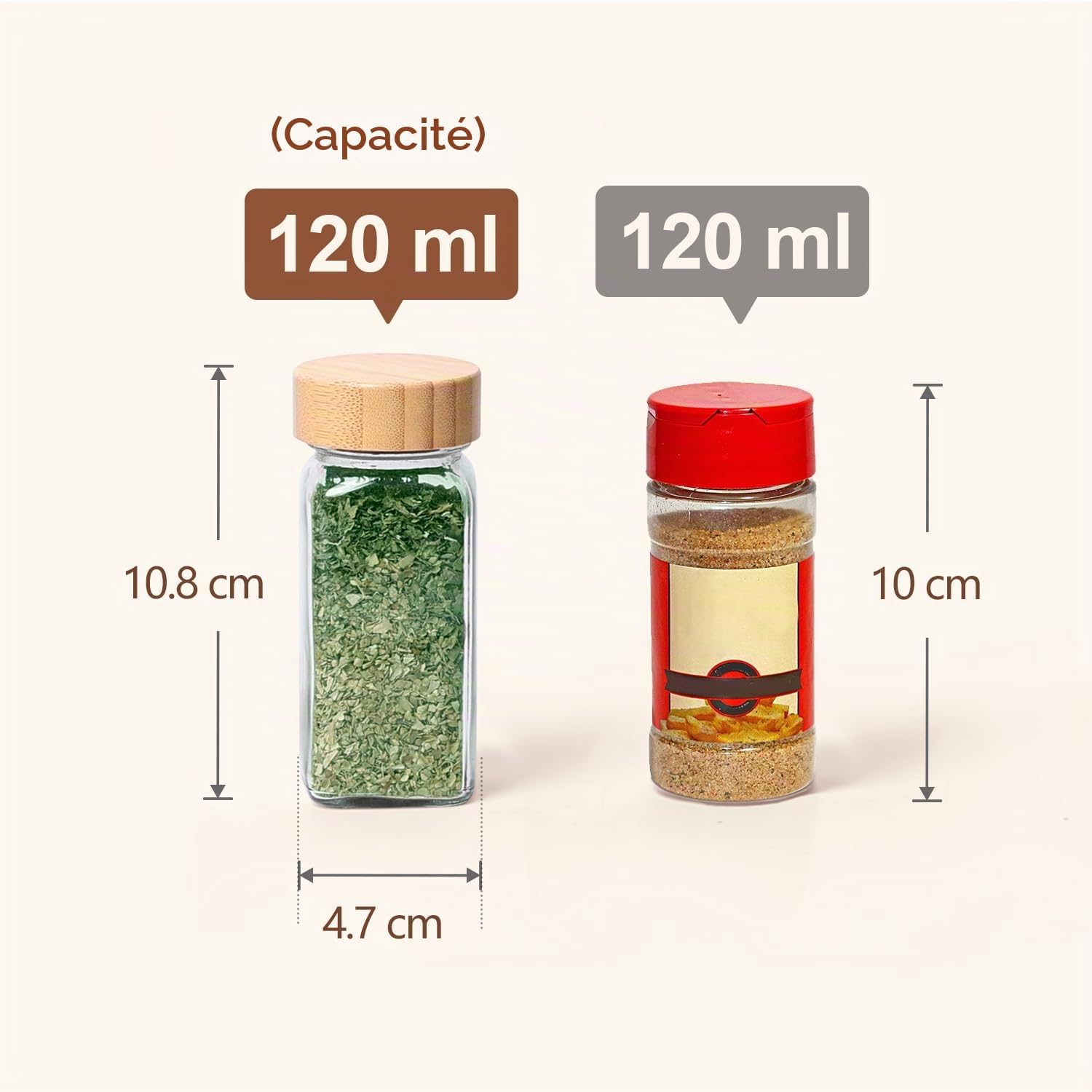 Thumbnail 1 de ComSaf kruidenpotjes van glas, 120 ml, set van 6 met bamboedeksel