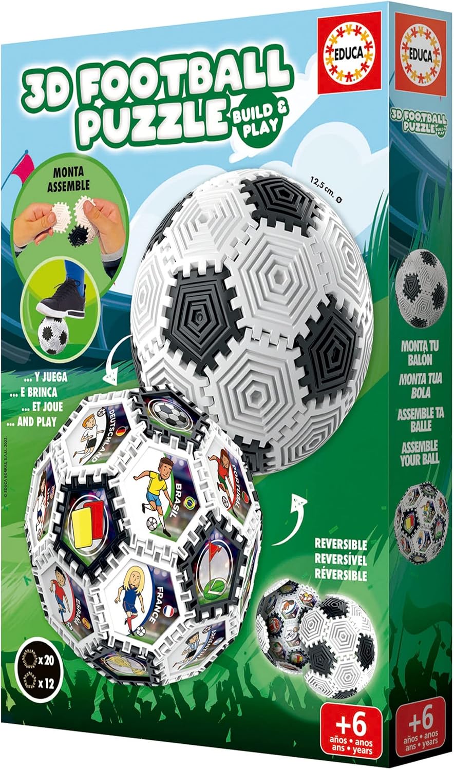 Detalle 2 de Educa 3D Puzzle Balón ⚽ 32 Piezas para Todas las Edades