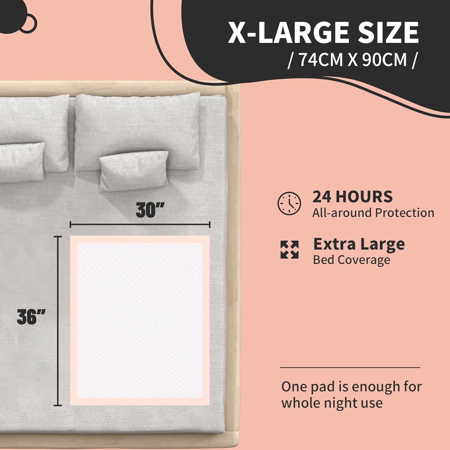 Detalle de MKISS Bed Pads Disposable 100 Count: Heavy-Duty 36x30 Incontinence Underpads