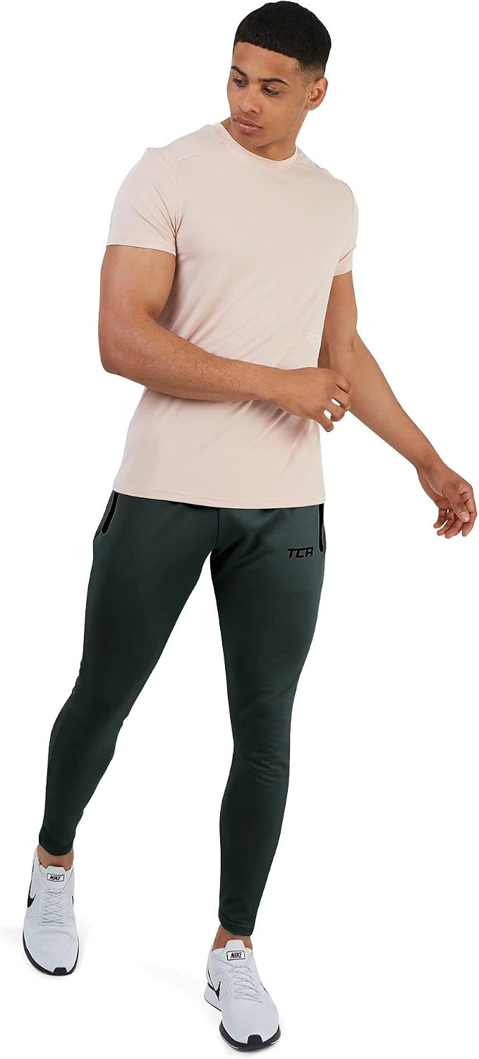 Detalle de TCA Uomo Rapid Pantaloni Tuta da Corsa con Tasche a Zip – Pantalone Sportivo Slim Fit