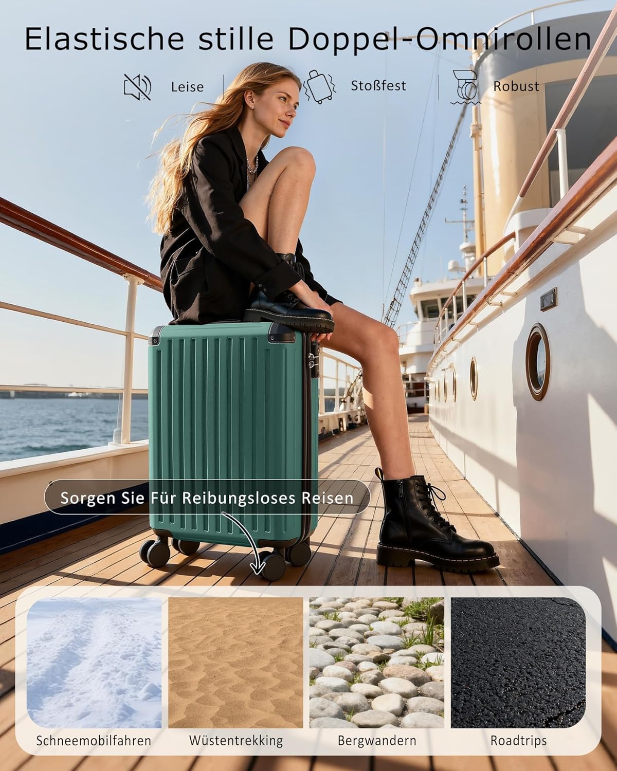Detalle de COOLIFE Ryanair Handgepäck Koffer 55x35x20 cm + Vakuumbeutel 60% mehr Platz – ABS+PC mit TSA-Schloss
