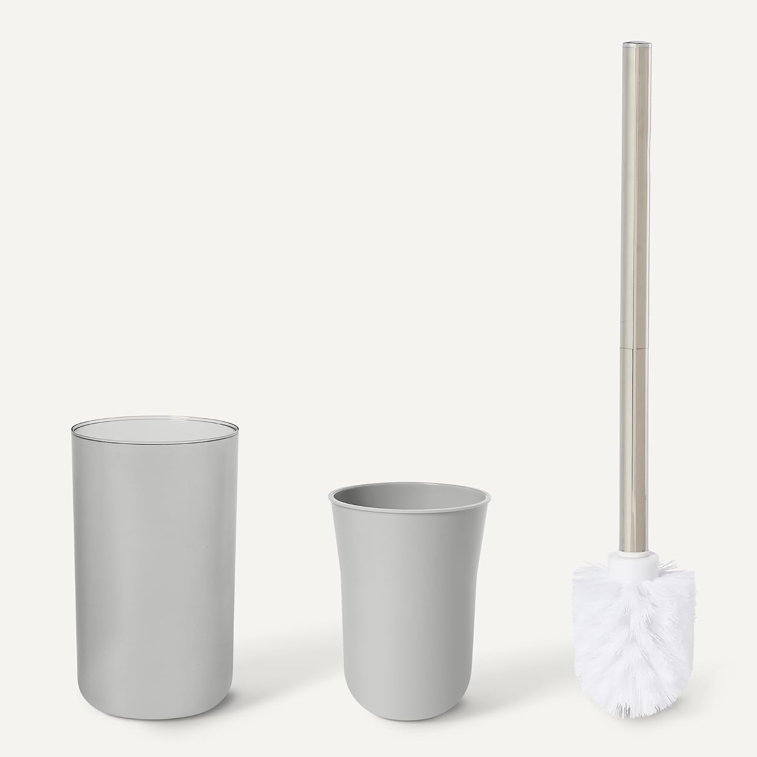 Detalle 1 de Amazon Basics Badezimmerzubehör-Set: Zahnbürstenhalter, Seifenspender, Seifenschale, Becher, Mülleimer, Toilettenbürste