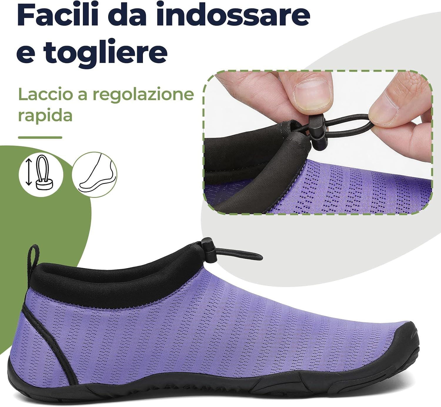 Detalle de Mishansha Scarpe da Scoglio Uomo Donna con 13 Fori di Drenaggio e Apertura rapida – Misure 36-46