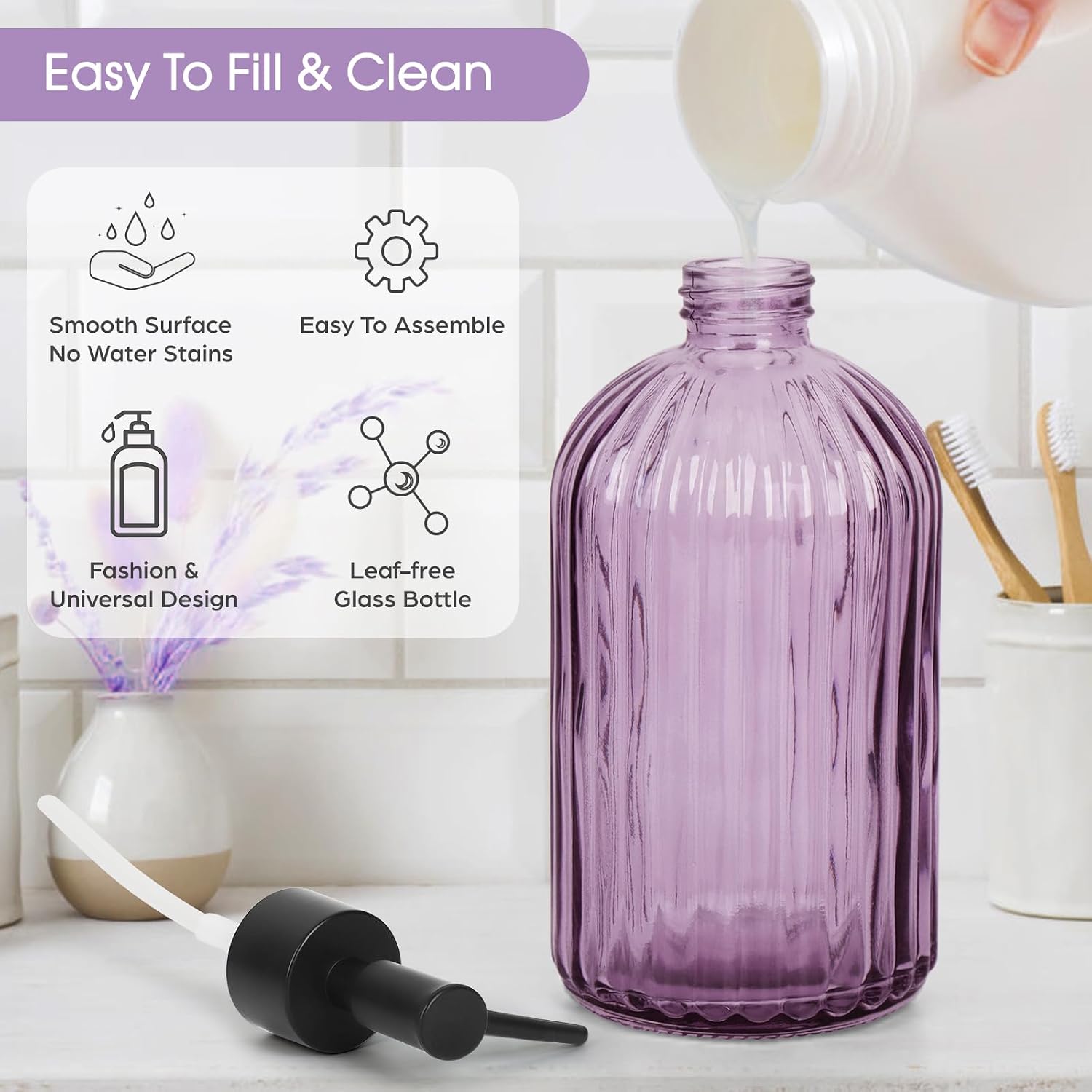 Detalle de Glass Soap Dispenser Set, 400 mL