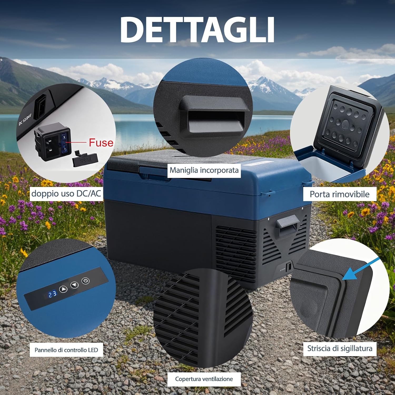 Detalle de zcamp KI19 19L: Mini frigo portatile per auto, raffreddamento da -20°C a 20°C