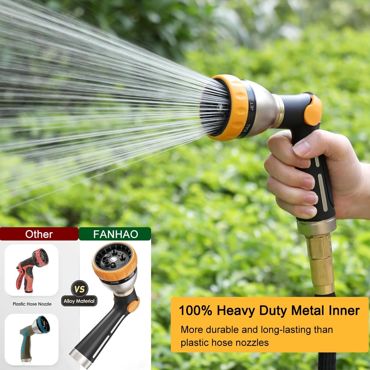 Thumbnail 4 de FANHAO Heavy Duty Metal Hose Spray Gun with Thumb Control and 8 Spray Patterns
