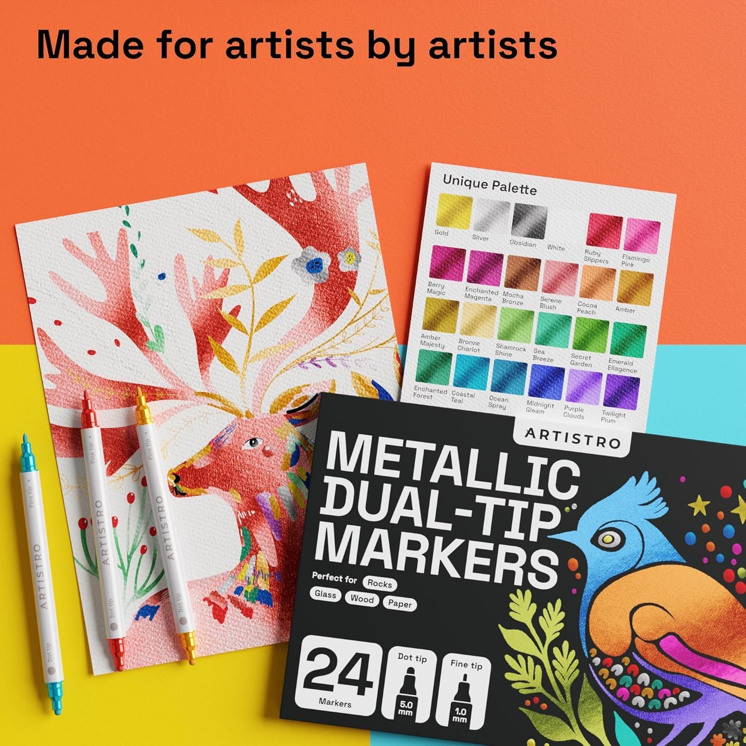 Detalle de ARTISTRO 24 metallic acrylic paint pens